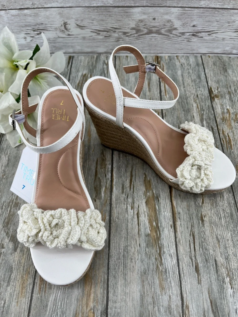 Macrame Flower Espadrille Wedge Sandals Shoes Size 7